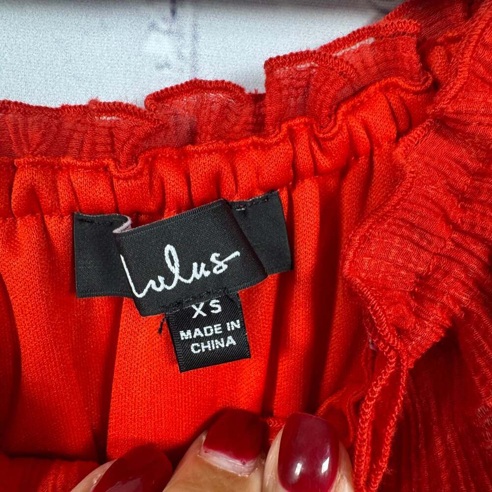 Lulus Red Skater Dress - Puff Sleeve Mini Dress Size XS - Picture 4 of 4